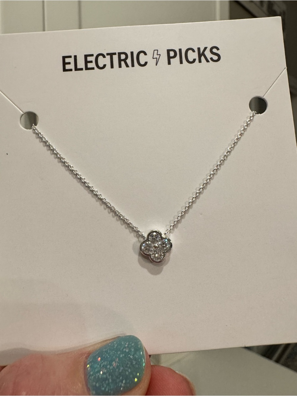 Electric picks Camilla necklace. Sterling Silver. 16” chain